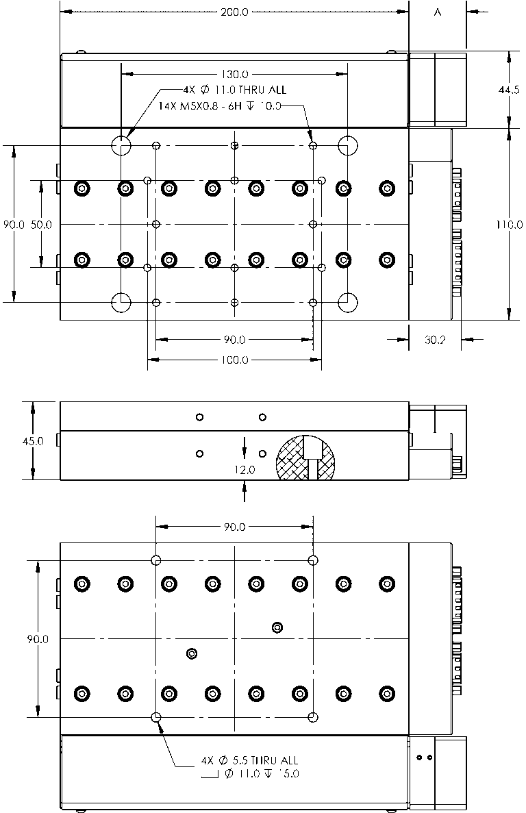 a black background with a black square