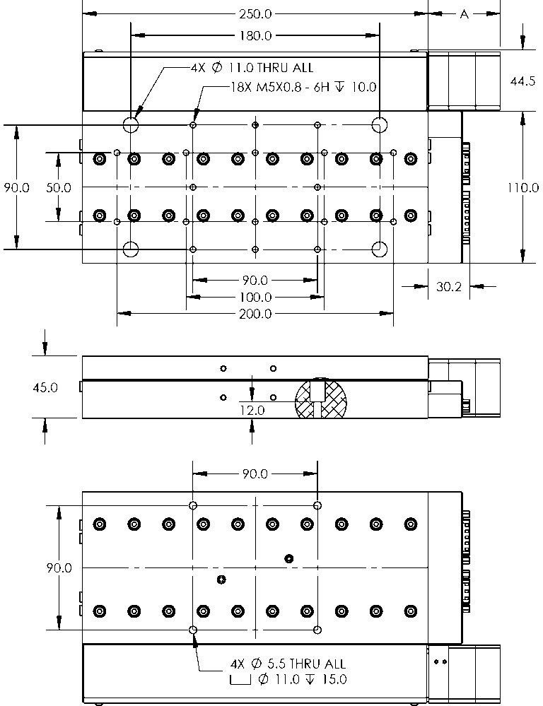 a black background with a black square