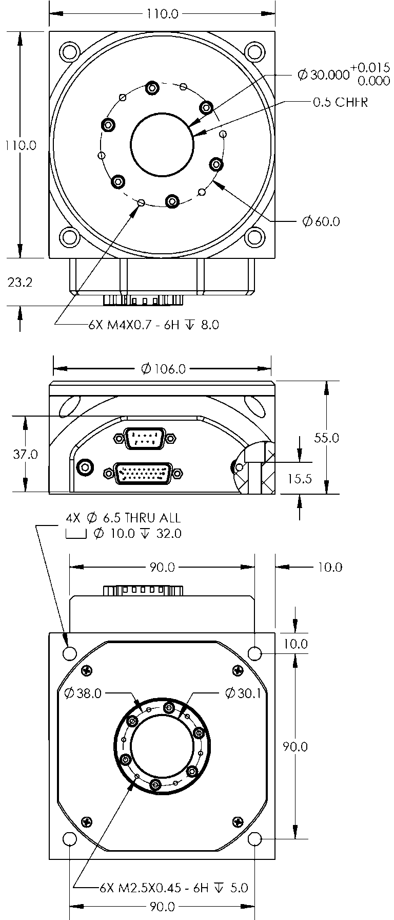 a black background with a black square